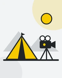 Çadır ve film kamerası çizimi